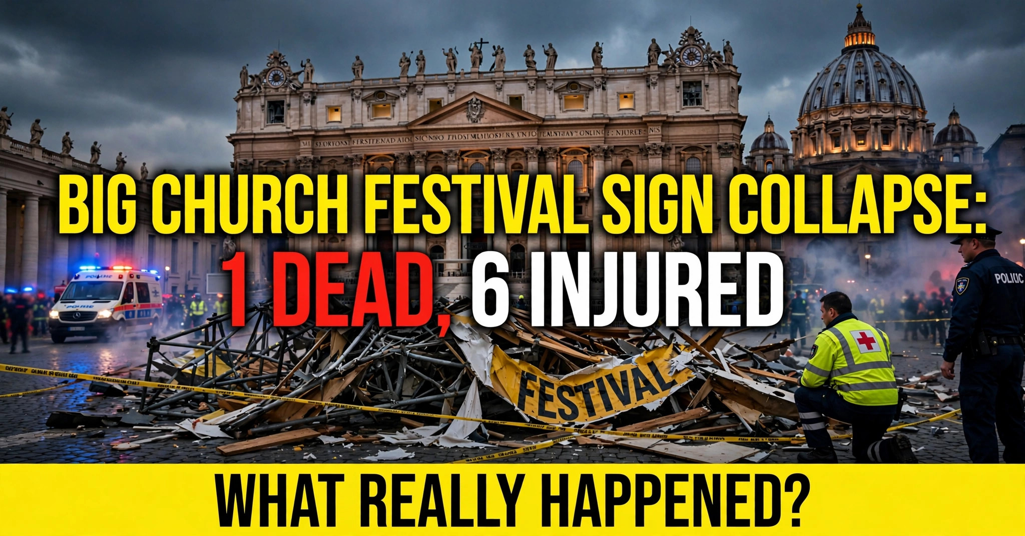 big church festival sign collapse