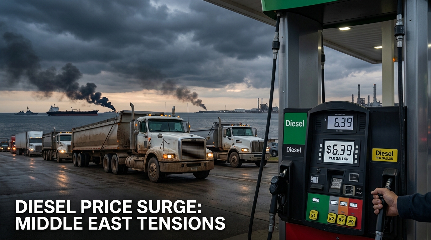 US diesel prices soar past $6 per gallon as Middle East conflict disrupts oil supplies, shipping routes, and American freight transportation