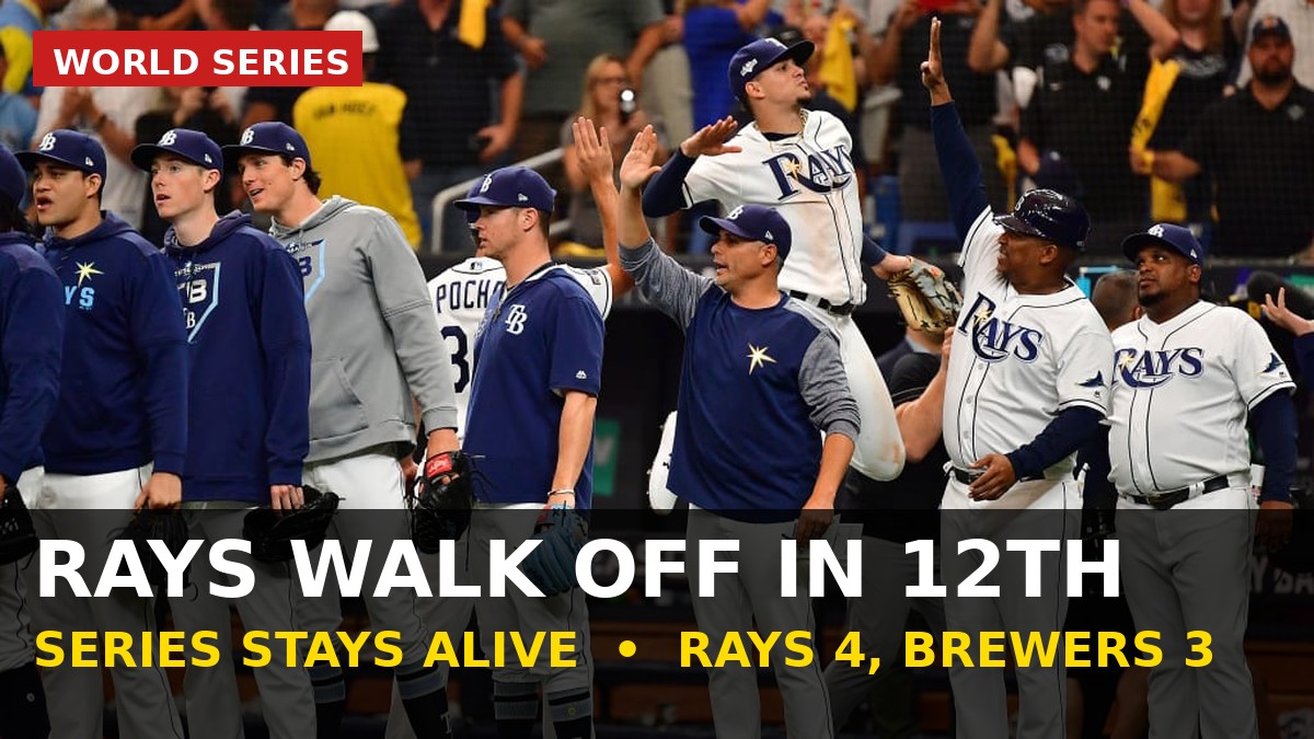 Rays Walk Off in 12th to Keep World Series Alive